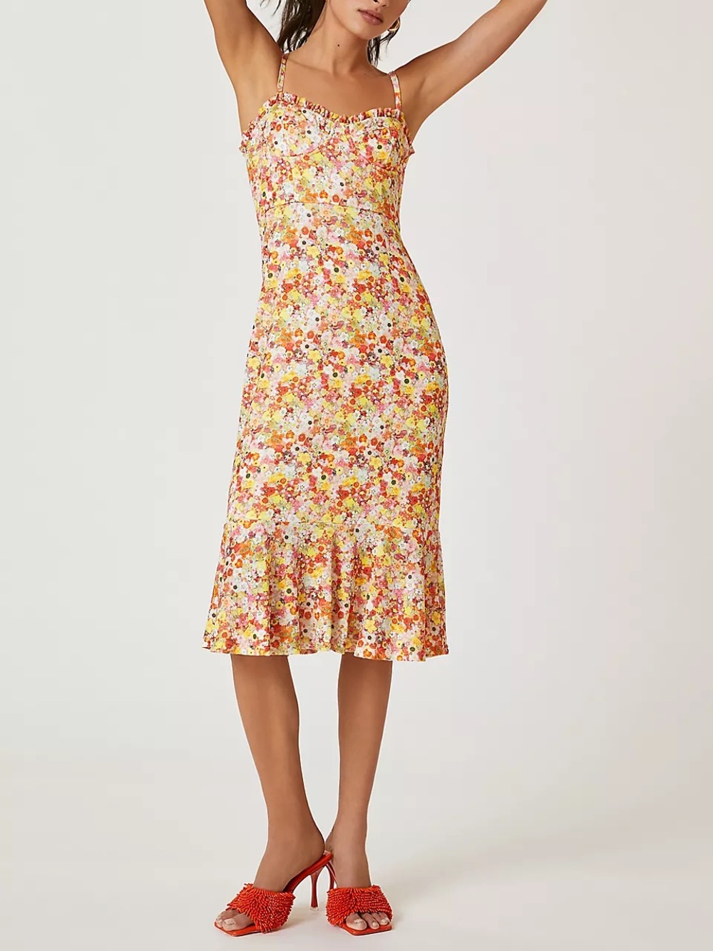 Hutch x Anthropologie Floral Selene Slim Sweetheart Sheath Midi Dress Small